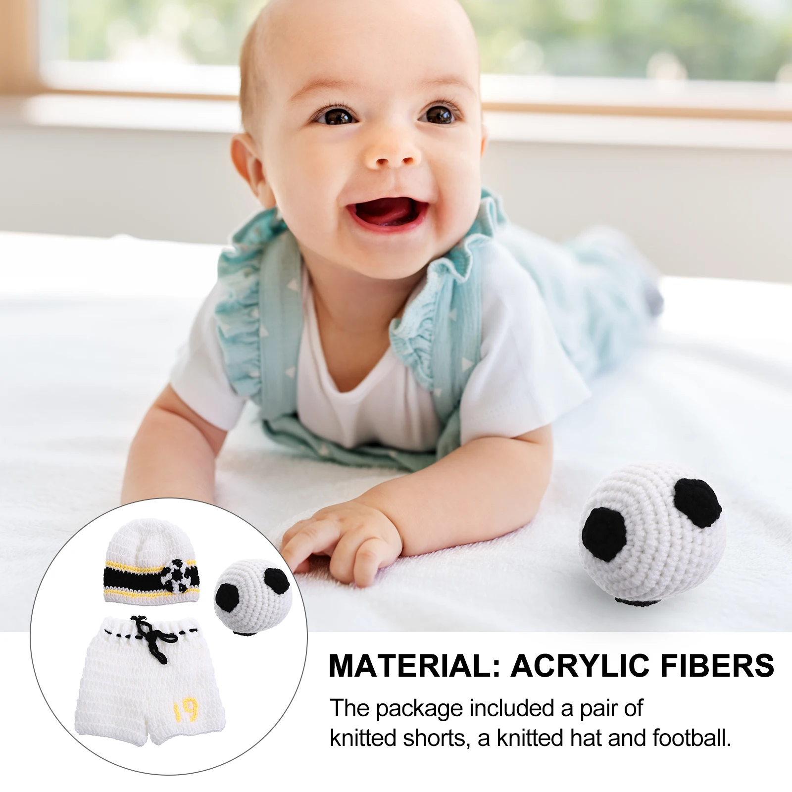

Photo Set Knitted Shorts Hat Football Newborn Costume Props Lovely Clothes Photography Outfits Boys Warm Soft