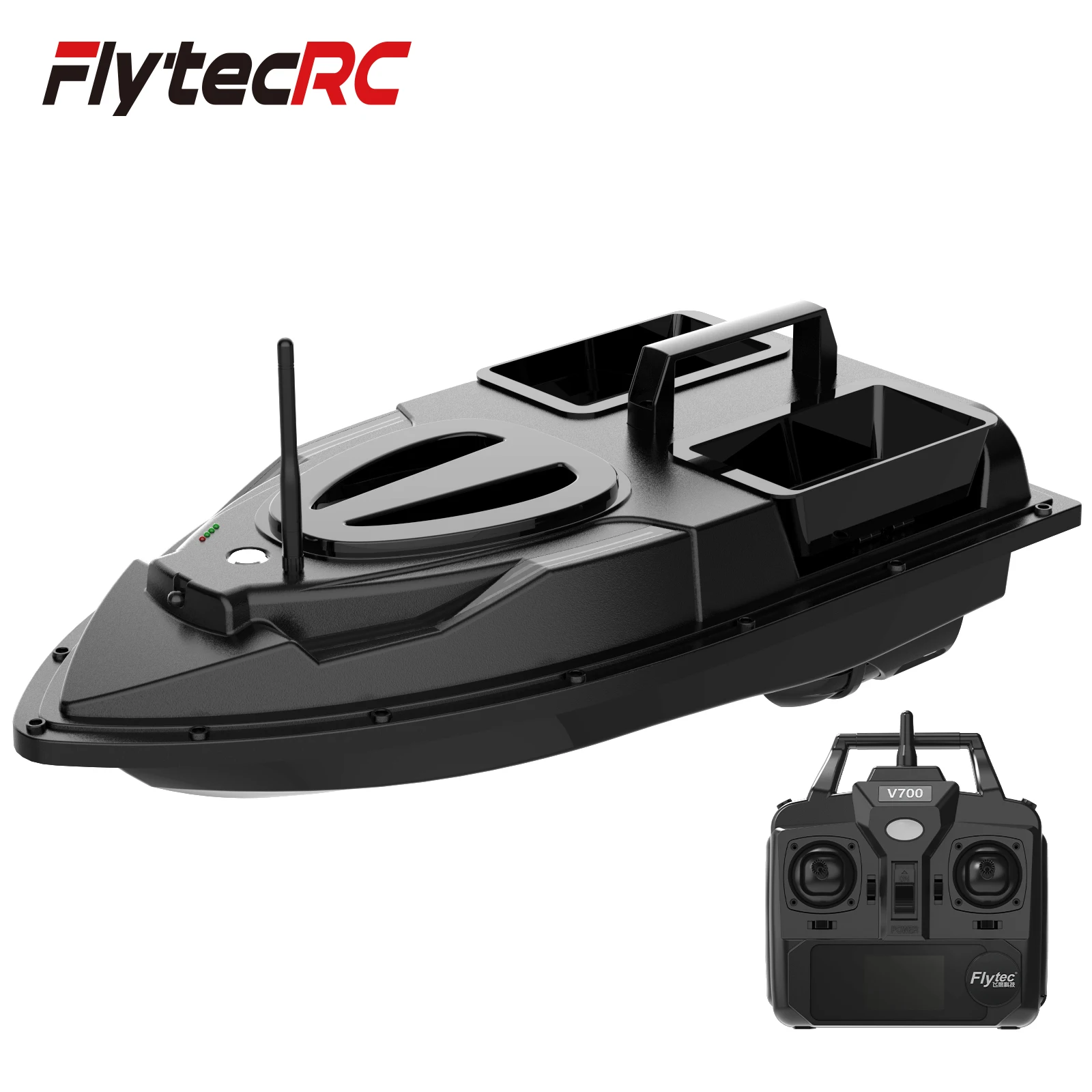 Flytec 2023 New Models V700 500m Constant Speed With LCD Screen RC Boat Night Light Fishing Bait Boat