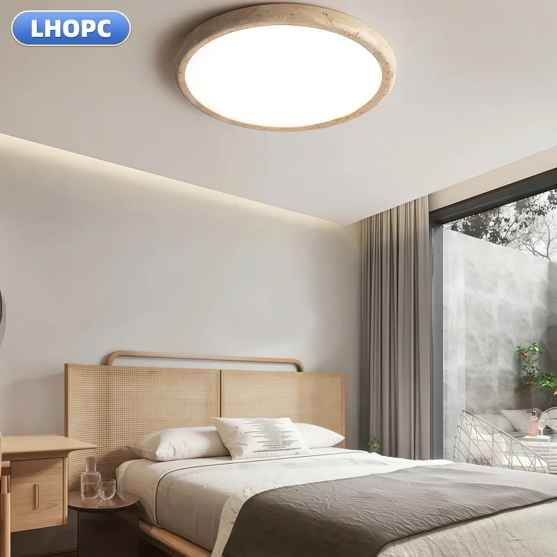 Nordic Yellow Agate Simple Ceiling Light, Vintage Cream Style, High-End Living Room, LED Modern Dining Room Decorative Texture