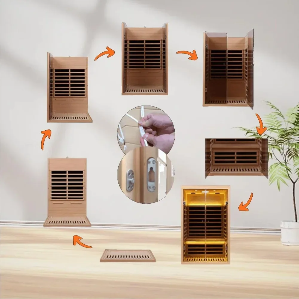 2 Person Low EMF Far Infrared Sauna, Tempered Glass Doors, 1780w, App & LCD Panel Control, Bluetooth Speakers, Home Indoor Sauna