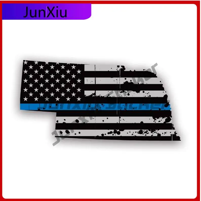 

Distressed Nebraska State Shaped Subdued Us Flag Thin Blue Line Sticker Uv Protected Police Law Enforcement Ne Car Sticker Vinyl