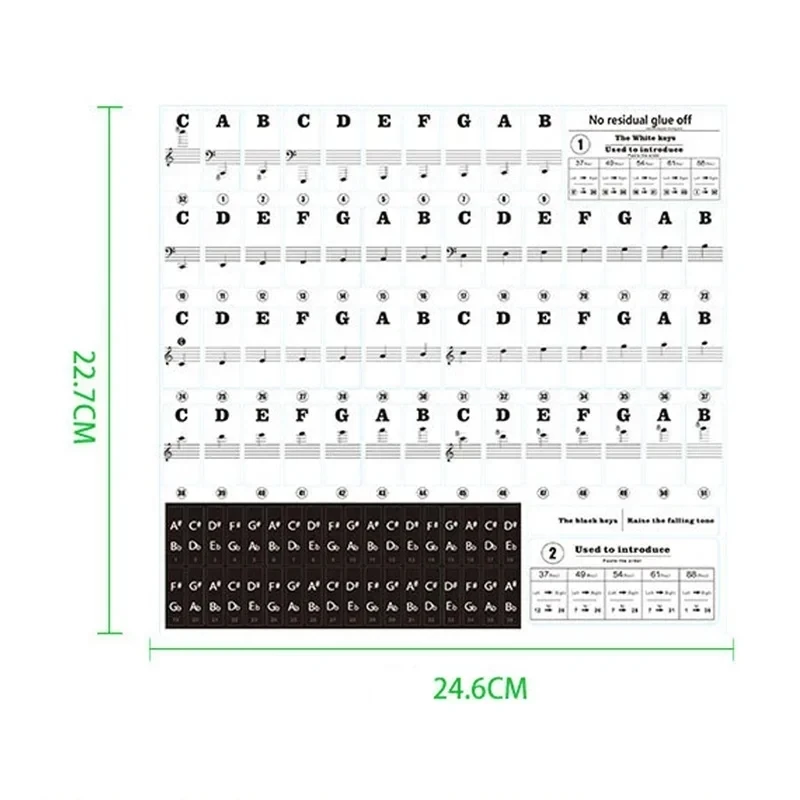 Miwayer Large Bold Letter Piano Key Stickers 88/61/54 Keys Removable Transparent Music Note Labels for Keyboard Learning Use
