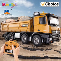 HUINA 1536 2.4G 1/14 15CH RC Metal Dump Truck Toy Die-cast Remote Control Construction Rc Truck for Boy Children Toys Xmas Gifts
