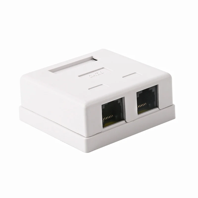 HQ conector RJ45 de dos puertos, caja de conexiones de escritorio UTP STP CAT6, adaptador de Cable de red de 2 puertos, extensión Ethernet, tipo de