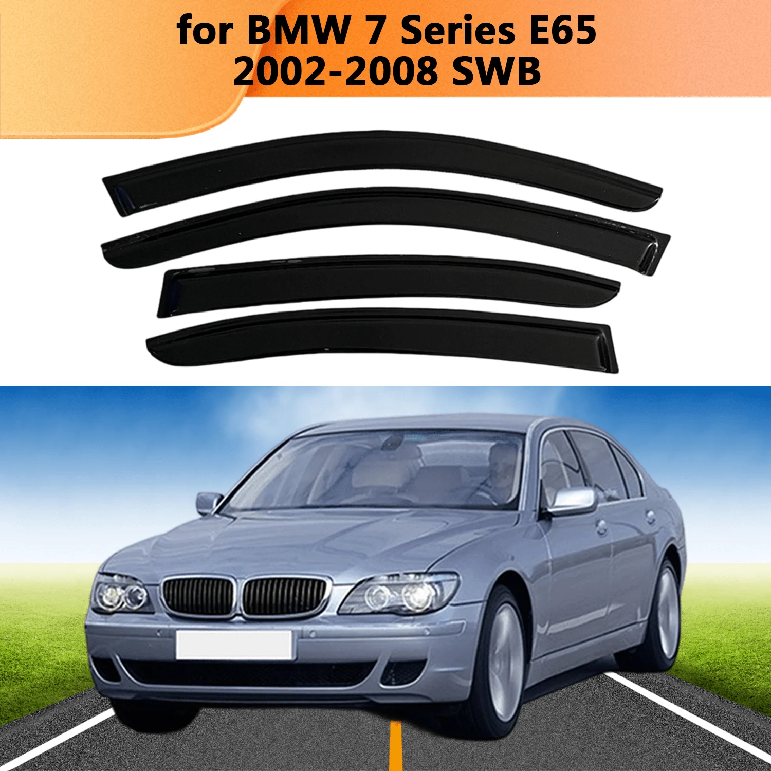 

For BMW 7 Series E65 SEDAN 2002 2003 2004 2005 2006 2007 2008SWB Wind Deflectors Rain Guards Door Visor Vent Shades Window Visor