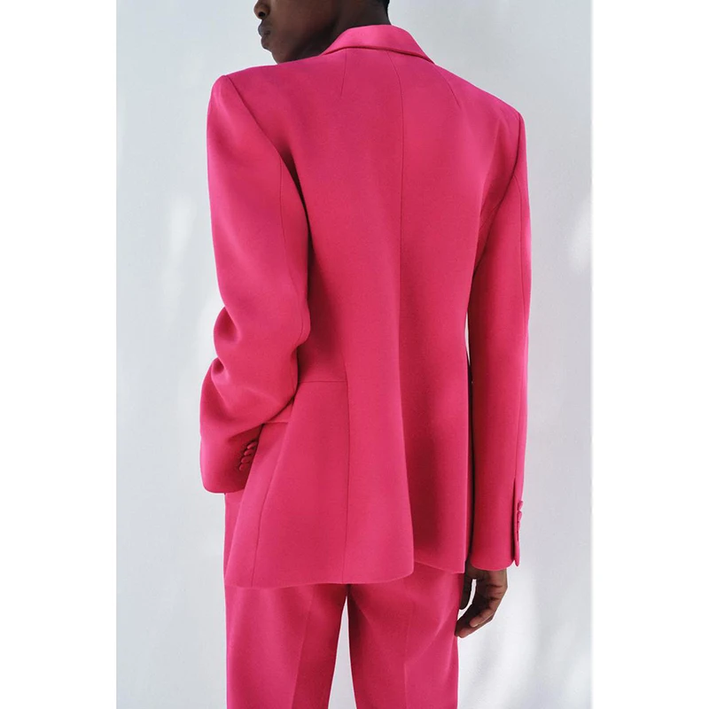 

Tailored Long Sve Suit Jaet Notch Collar In-Sle Pants Long Flared Casual Trousers Polyester Fiber Button Closure Set