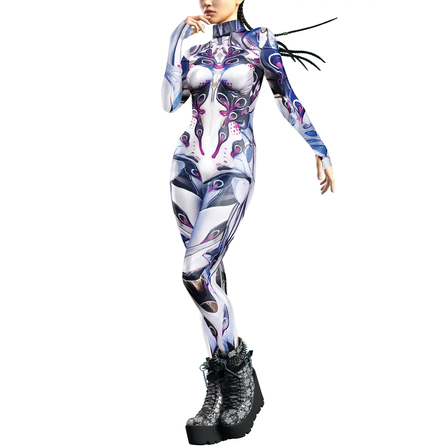 Erwachsenen-Damen-Jumpsuit Steampunk-Rüstung Bedruckte Cosplay-Kostüme Halloween Karneval Bühnenparty Bodysuit Zentai-Outfit 2026 – Detail 2