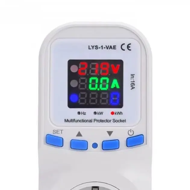 

16A Large Screen Display Metering Socket 220V Multifunctional Electronic Protector with Overvoltage And Undervoltage Protection
