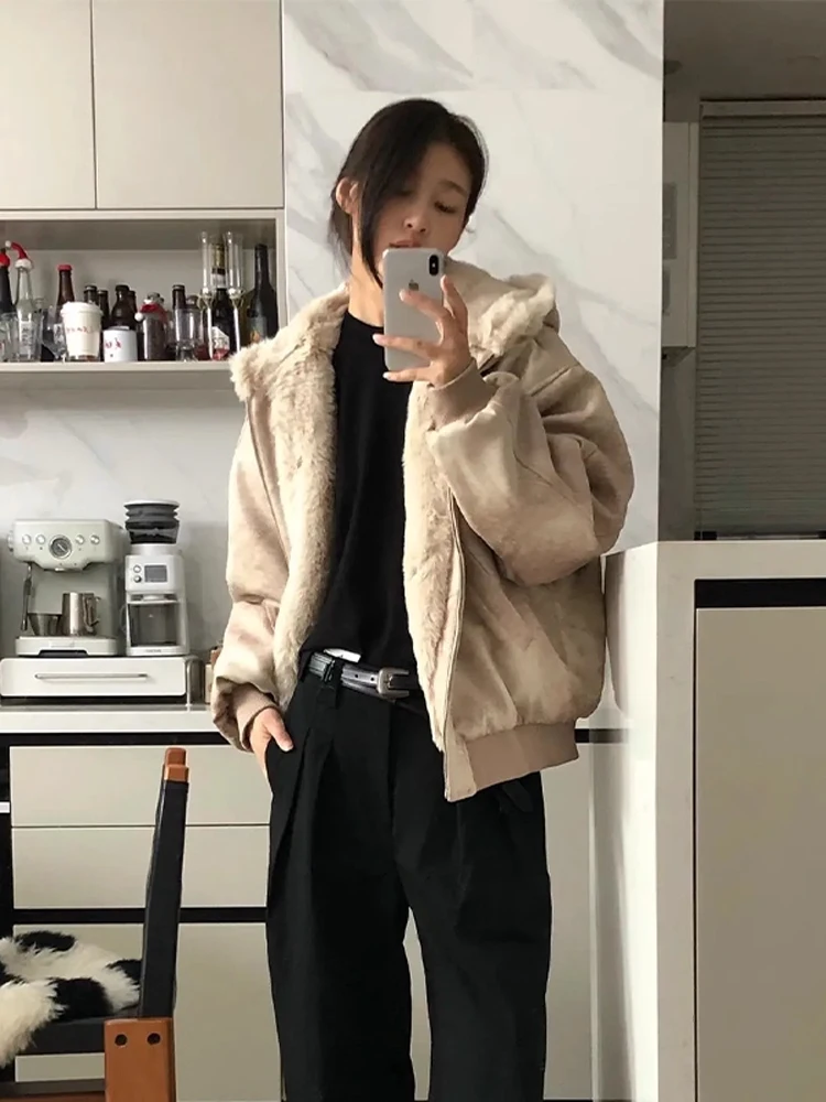 

American Sle Thiened Winter Coat Men's Mountain Eagle Jaet Fake Fur Inner PU Leather Cotton Clothes