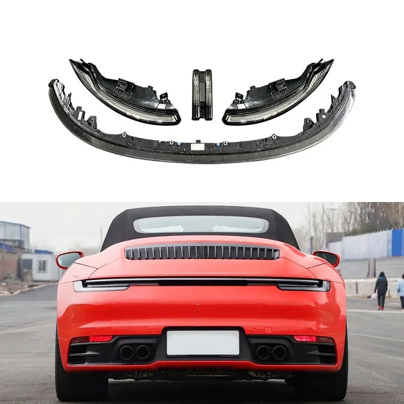 Black Background Full LED Through Taillight Assembly for  911 992 2019-2025 Rear Light Upgrade Body Kit