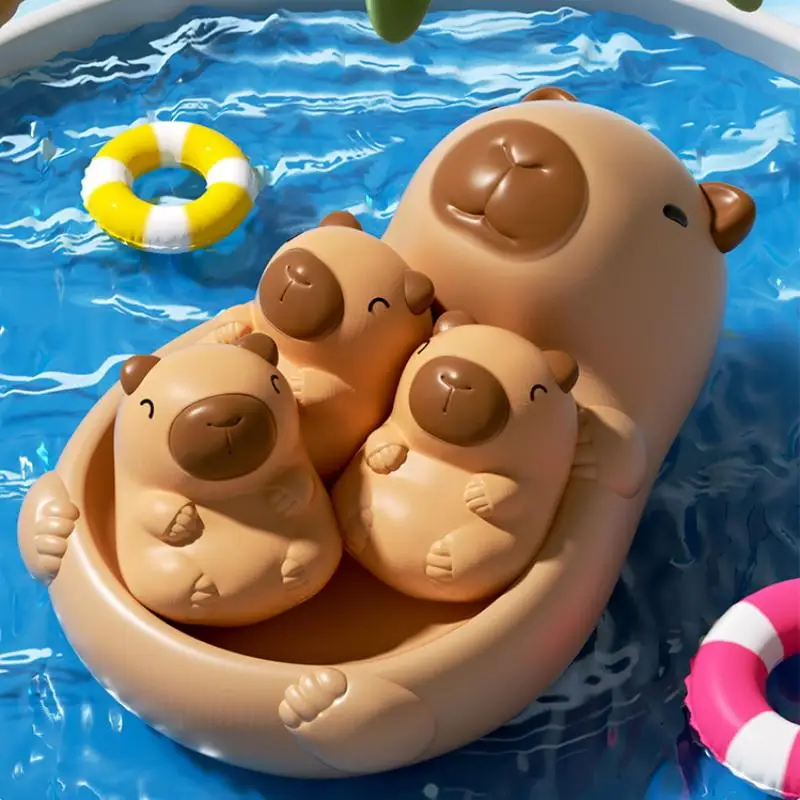 1 مجموعة لطيف الطفل الأم الحيوان ختم حوض لعبة العائمة التفاعلية المياه اللعب كابيبارا الحيوان للاستحمام بركة الشاطئ حوض الاستحمام اللعب #2