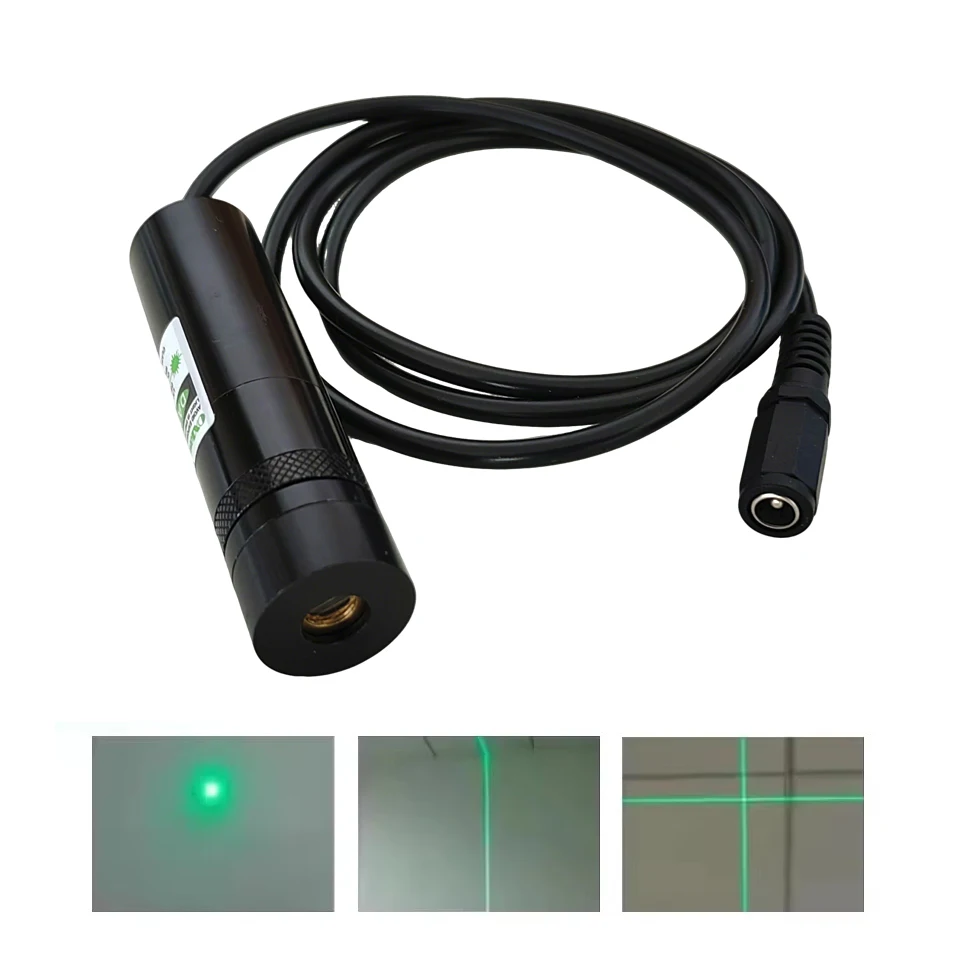 Green 10mW/30mW/50mW/100mW/150mW/200mW Focusable Dot Line Cross 520nm Laser Diode Module 5V Adapter Holder Woodwork Locator