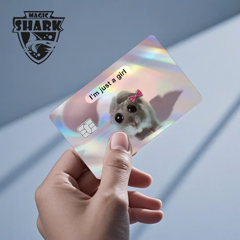 2025 Neue süße holografische Maus-Katze, kein Verblassen, laserreflektierende vordere Hautabdeckung, Hautaufkleber für Kreditkarte, Debit, Bankkarte – Detail 3