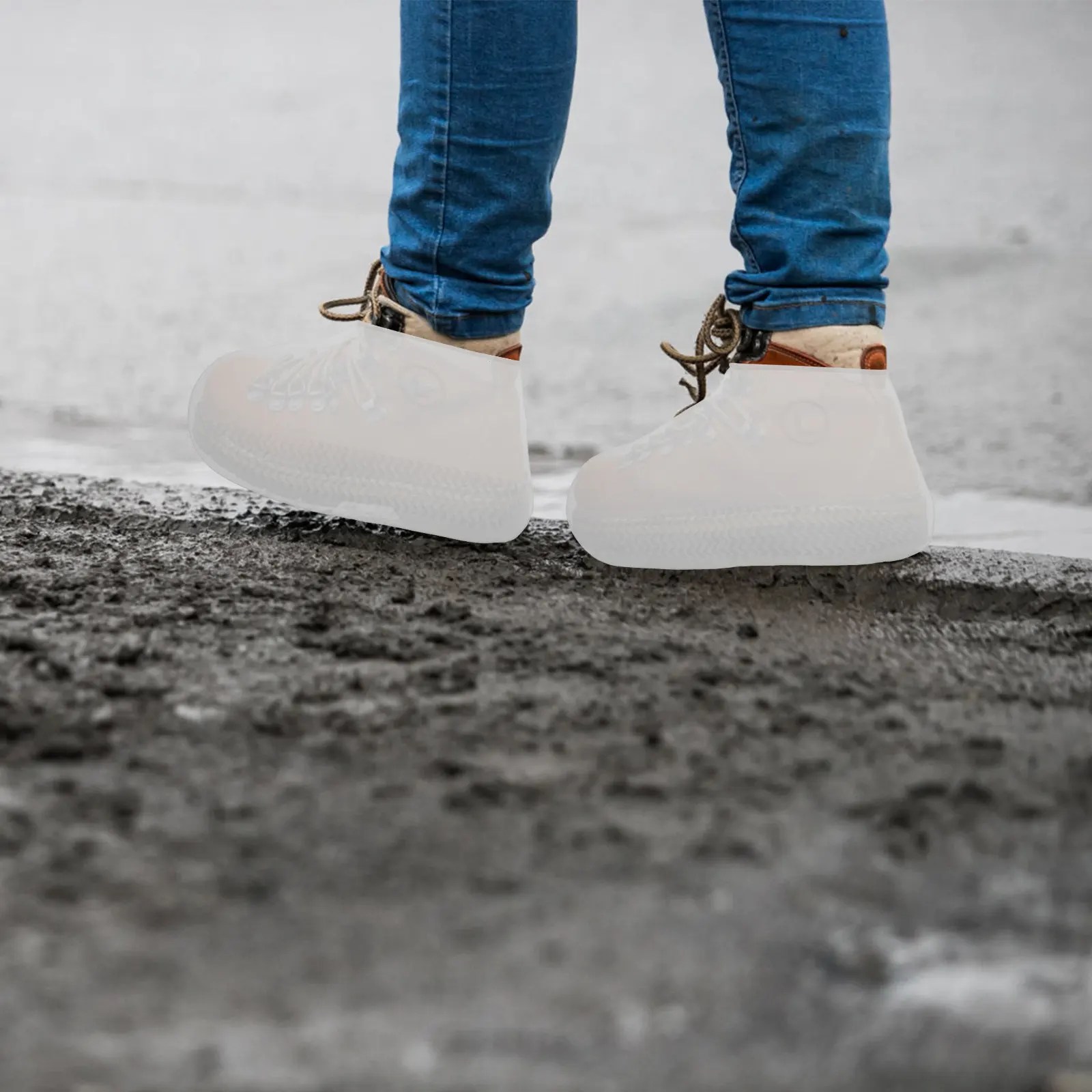 

1 пара водонепроницаемых чехлов для обуви, многоразовые, легко моющиеся, силиконовые защитные накладки для обуви для дождя, пляжа, кемпинга, путешествий, портативные.