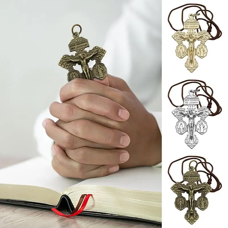 Catholic Icon Italian Crucifix Cross Exorcism St Benedict Our Lady Magic Decor Pendant Charm For DIY Necklace Part Home Supplies