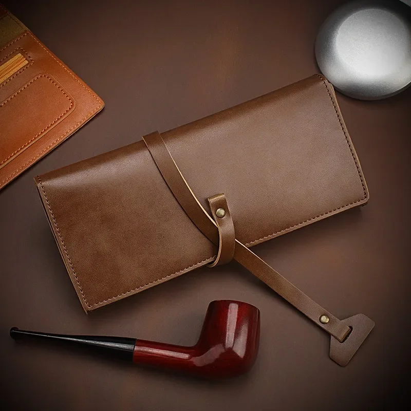 Portable Tobacco Moisturizing Bag Leather Pipe Bag Hot Picked Cowhide Sandalwood Pipe Bag Weed Accessories