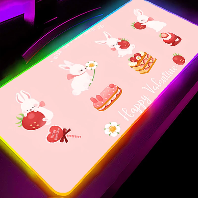 RGB LED Mouse Pad Rubber Mousepad Computer Gaming Accessories Keyboard Pad Office Decoracion Desk Dessert illustration Mouse Mat