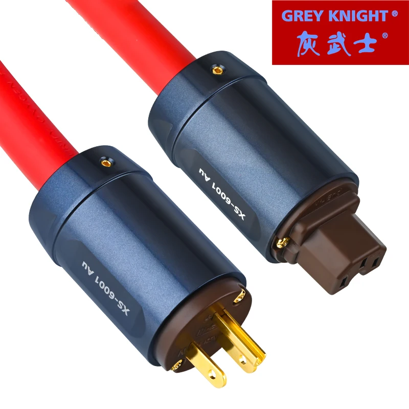 Kabel zasilający Hi-Fi Grey Knight Standard amerykański/europejski Kabel połączeniowy wzmacniacza głośnikowego z czystej czerwonej miedzi i