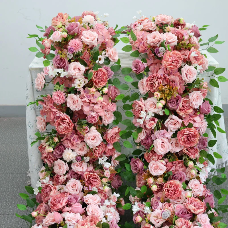 

Custom colors Rose Baby's Breath Flower Row Decor KT Board Wedding Backdrop Floral Arrangement Window Display Banquet Props
