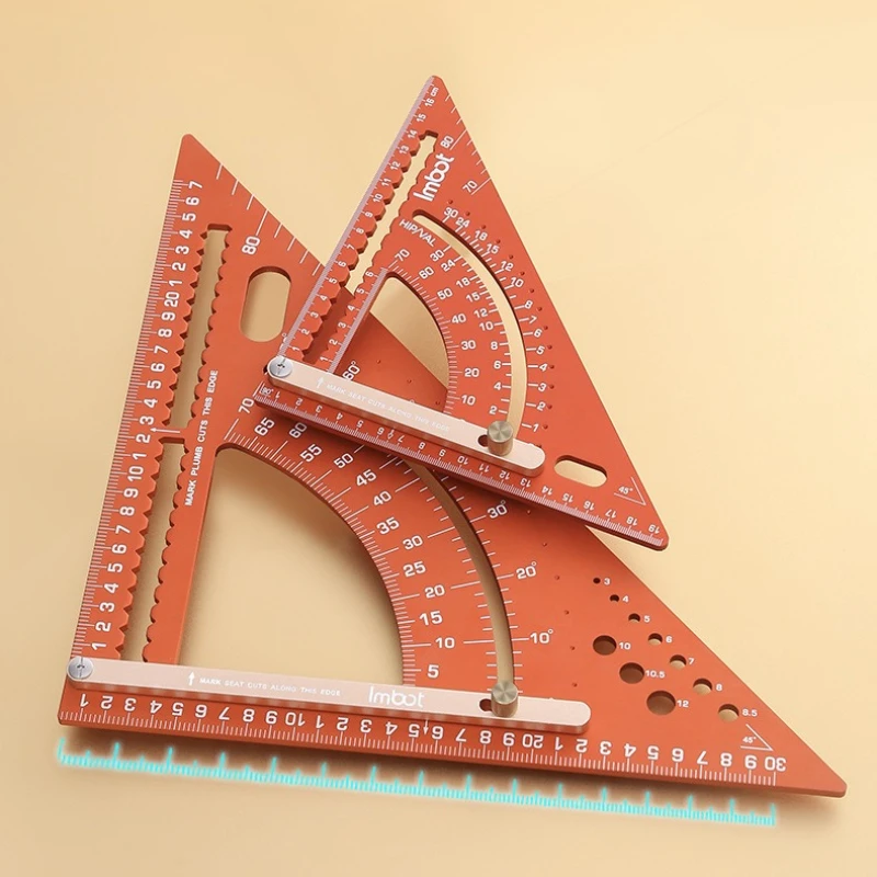 New Aluminum Alloy Triangle Ruler Precision Woodworking Tool for Angle Measuring Straight Line & Arc Marking Layout Hand Tool