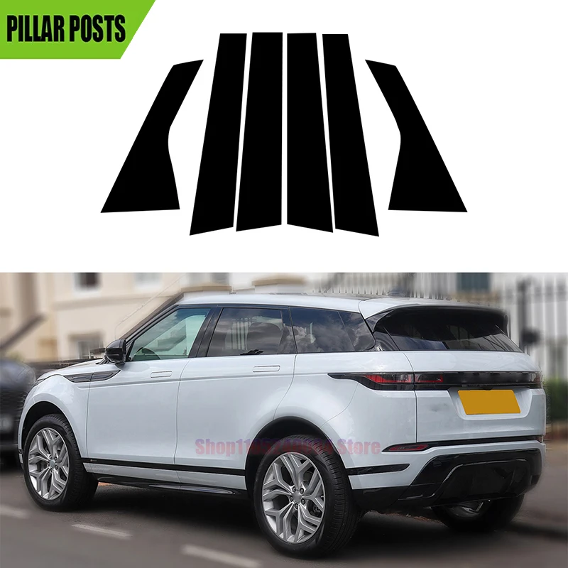 6PCS For Range Rover Evoque L551 5-Door 2019 2020 2021 2022 2023 Gloss Black Pillar Posts Window Decor Door Side Sticker Cover