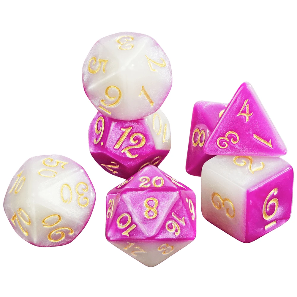 Polyhedral Dice Set for Role Playing Games, Double Color Dice for DND Board Game, 7-Piece Dice Set