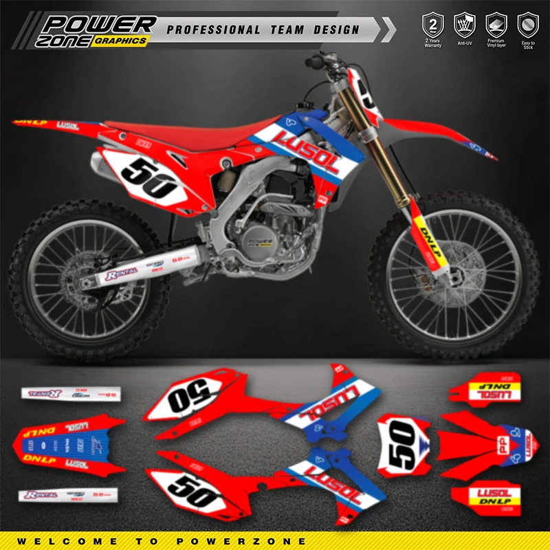 

PowerZone полный графический фон наклейки комплект наклеек для HONDA 2013-2016 CRF450R 2014-2017 CRF250R фон мотоцикла 131