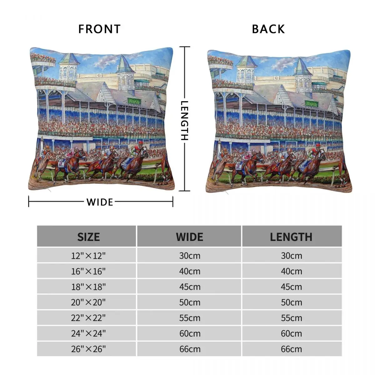 Kentucky Derby Leading The Field Square Pillowcase Polyester Linen Velvet Pattern Zip Decorative Sofa Seater Cushion Case