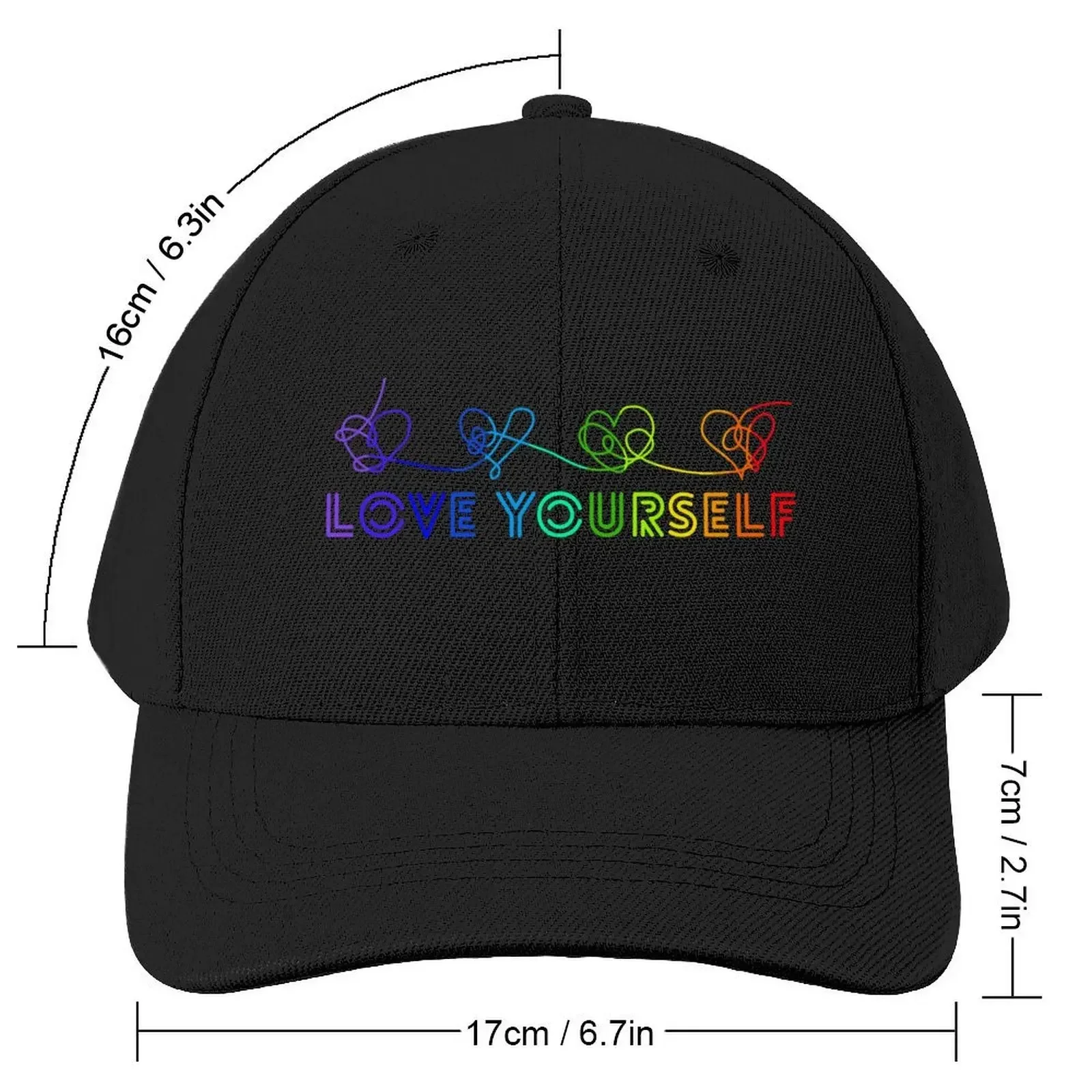 Love yourself tear rainbow Baseball Cap New In Hat Golf Hat Man Men Caps Women's