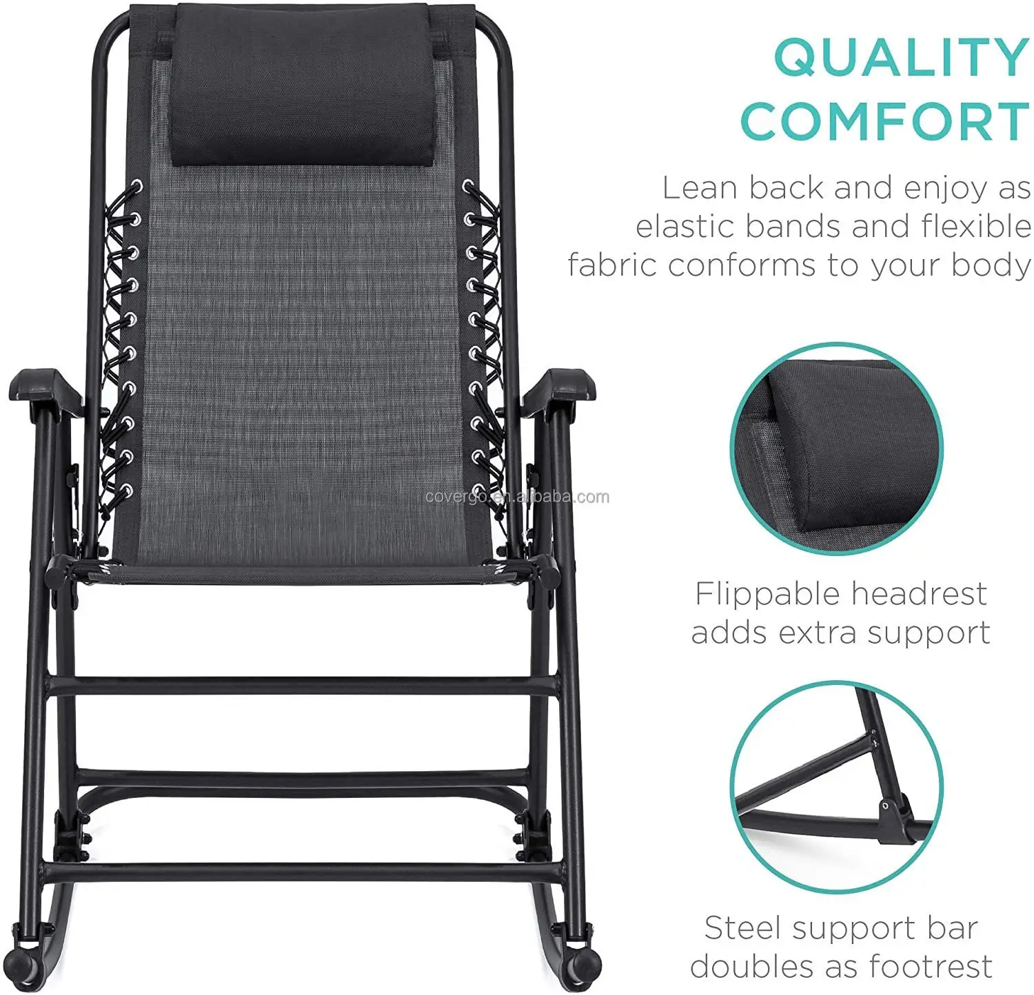 

Garden Patio Folding Reclining Chair Folding Zero Gravity Rocking Chair for Backyard Patio Lawn Deck Outdoor Pool Side
