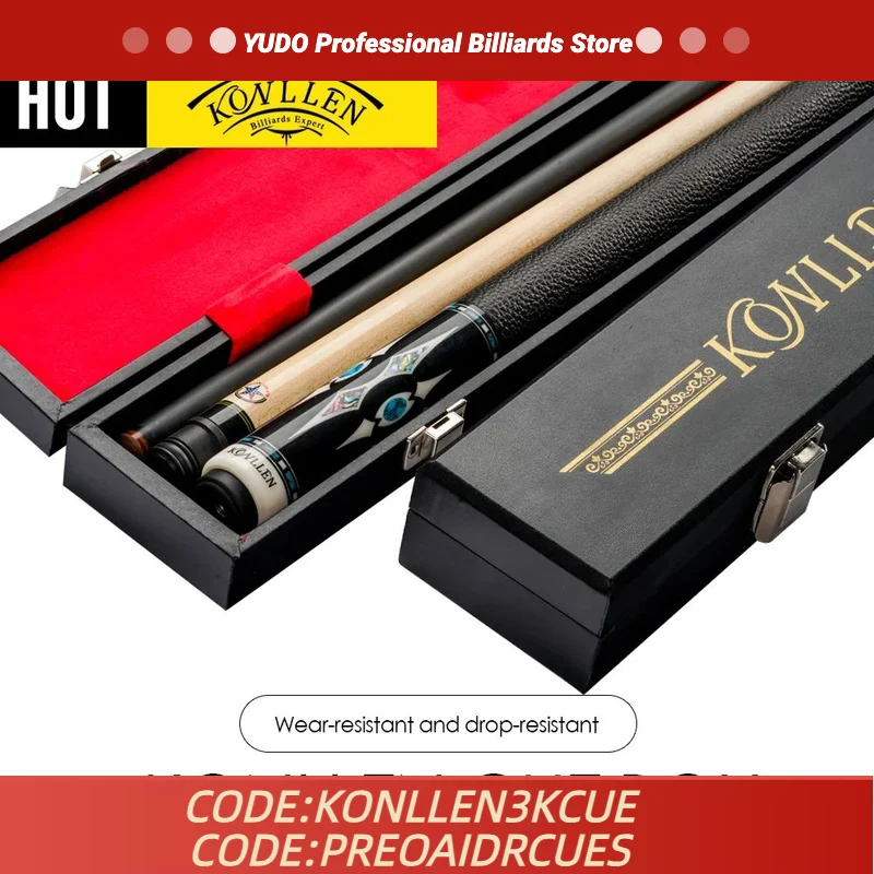 

KONLLEN Billiards Box Wood Material 1/2 Rod Box 82 Length 2 Holes Case Pool Cue Stick Box Waterproof Case Billiards Accessories