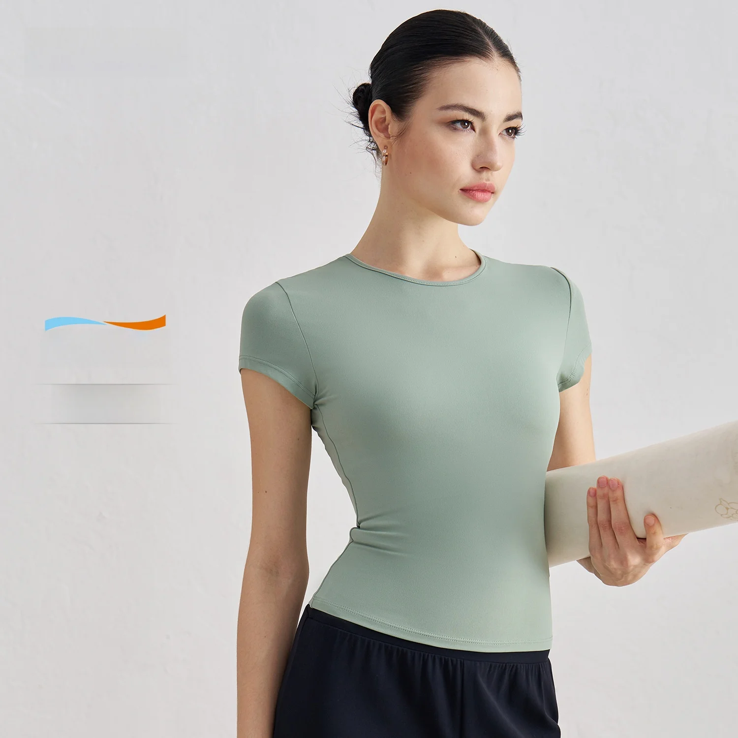 

Snu Nude Women's Lightweight Casual Sports T-Shirt Short-Sleeved Yoga Fitness Top Waist Versatile Running Training