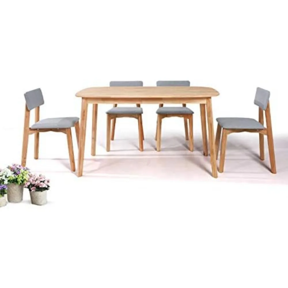 Mesa de jantar moderna de madeira maciça real de meados do século, mesa de trabalho, 47 polegadas, natural...