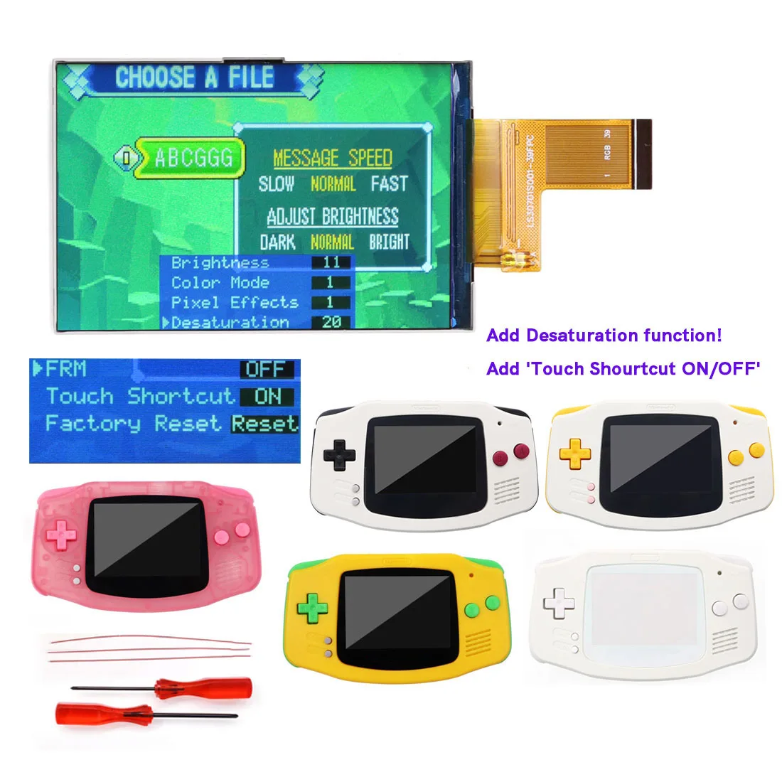 

3.0" HD 720*480 IPS V5 high brightness backlight LCD screen for Gameboy advance GBA with housing shell