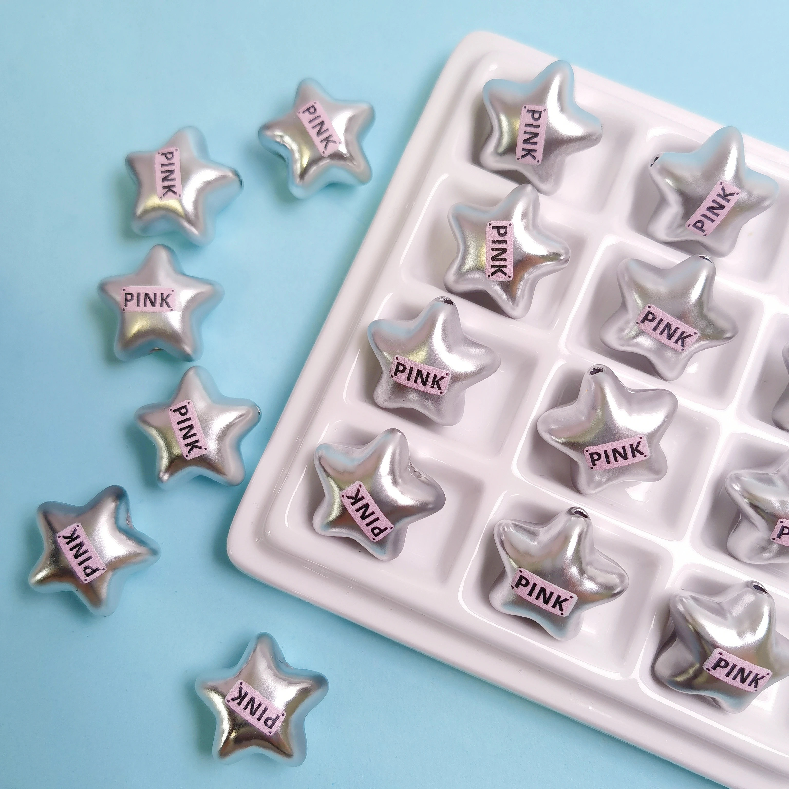 Siver Star Ceramic Beads Five-pointed Star Loose Spacer Beads For Jewelry Making Diy Necklace Bracelet
