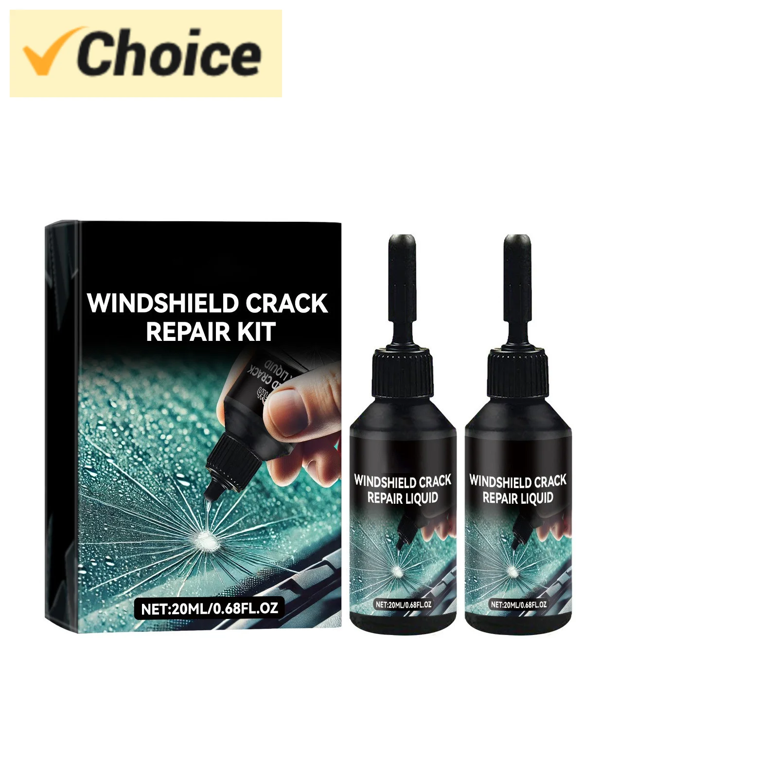 Windshield Crack Repair Kit, 2025 Upgrade Glass Crack Repair Fluid, Automotive Windshield Repair Kit for Chips and Cracks, Quick