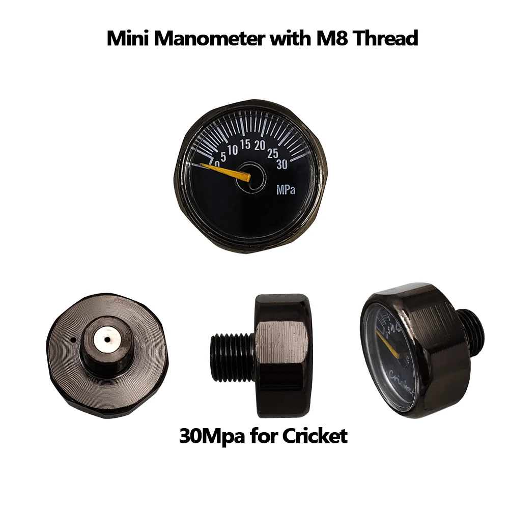 Mini Micro M8 para Cricket, Dial Pressão, Air Gauge, Manômetro, Alta Pressão, 25mm Diâmetro, 0-6000PSI, 30 40Mpa