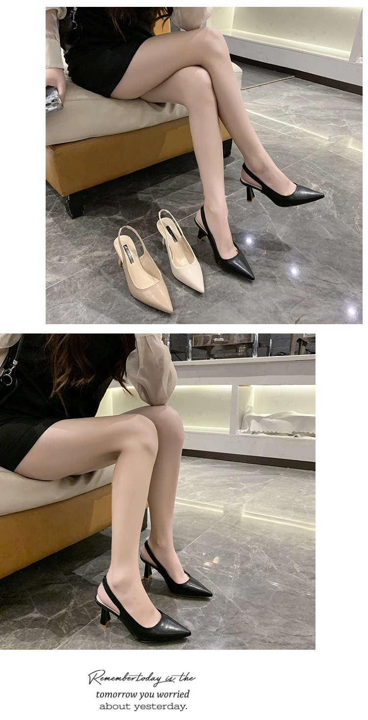 Sandalias retro de tacón grueso con punta abierta para mujer, zapatos de trabajo sin talón, profesionales, de corte bajo, a l...