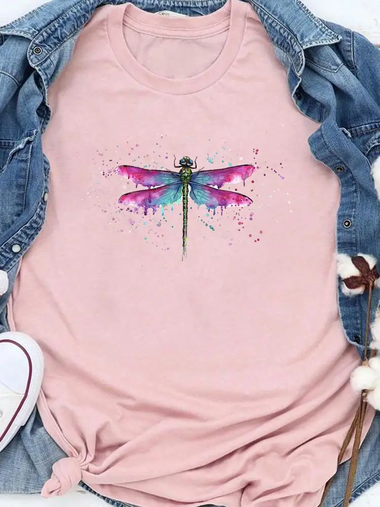 Dragonfly หวาน90S เสื้อยืดน่ารักการ์ตูนเสื้อฤดูร้อน Tee ผู้หญิงพิมพ์เสื้อผ้าแฟชั่นลำลองกราฟิก T Top