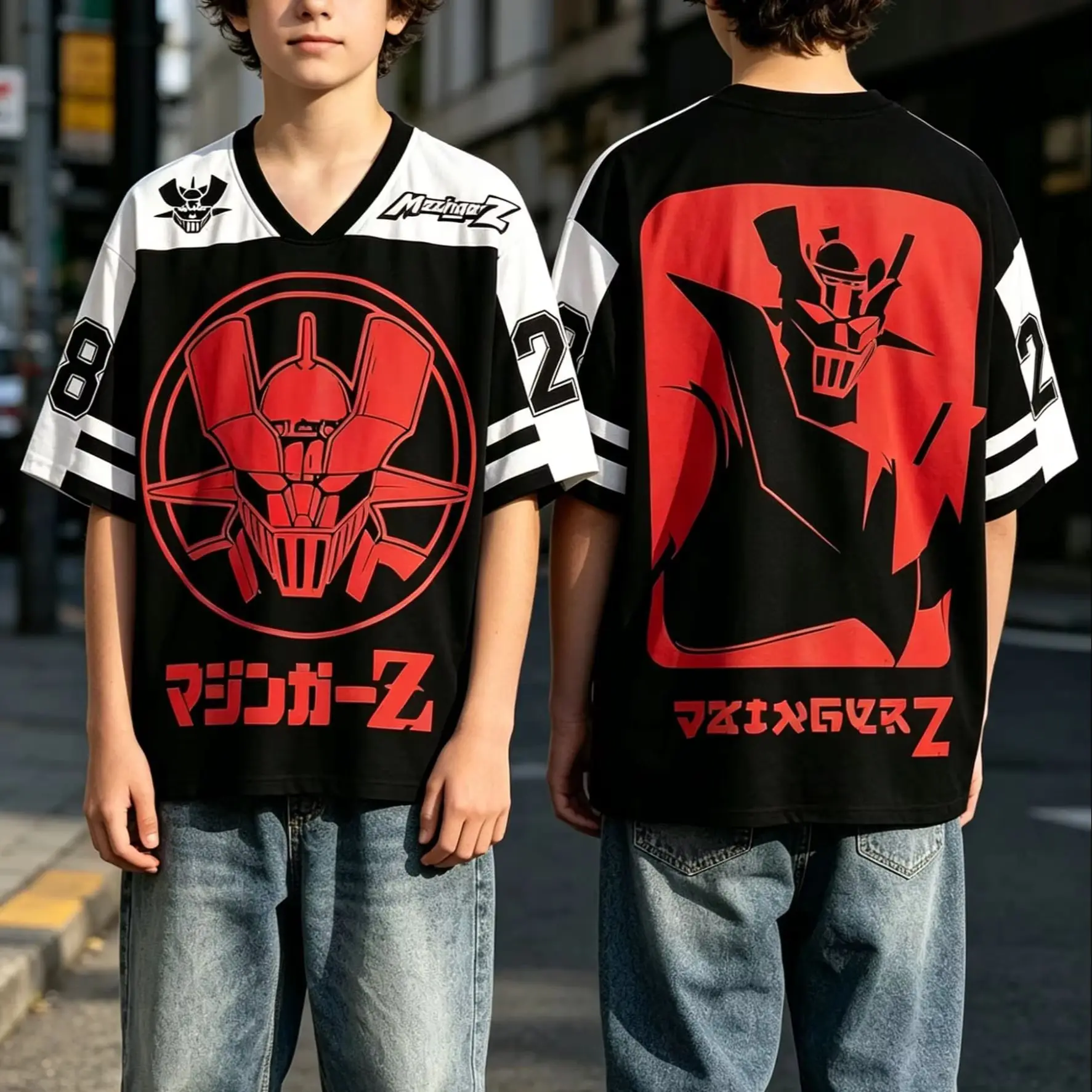 Camiseta Retro Mazinger Z Anime de Fútbol para Hombre, Camiseta para Mujer, Camiseta para Niños, Camiseta para Adultos, Niños y Padres, Camiseta de Cuello en V de Secado Rápido