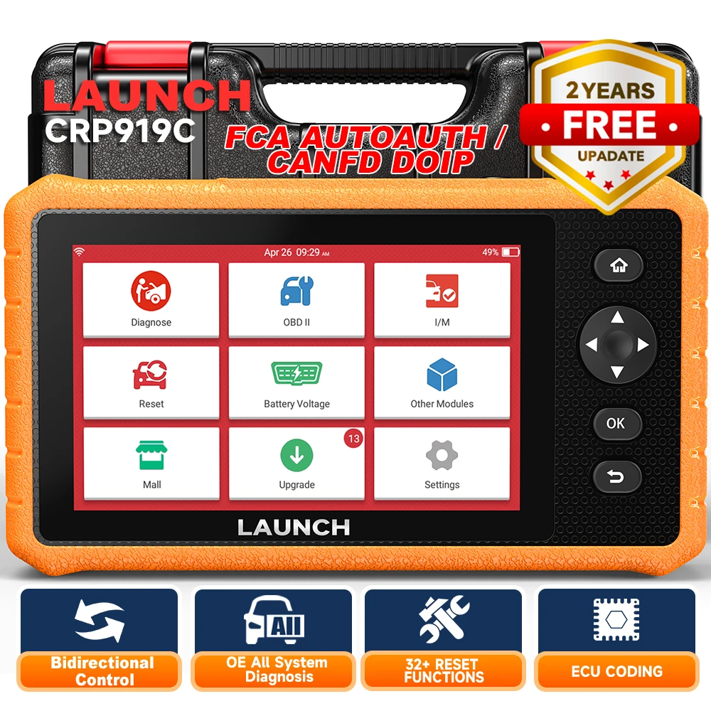 

LAUNCH CRP919C Lite OBD2 Scanner Bidirectional Tool with FCA AutoAuth 32+ Services All System Diagnostic 2 Year Free update