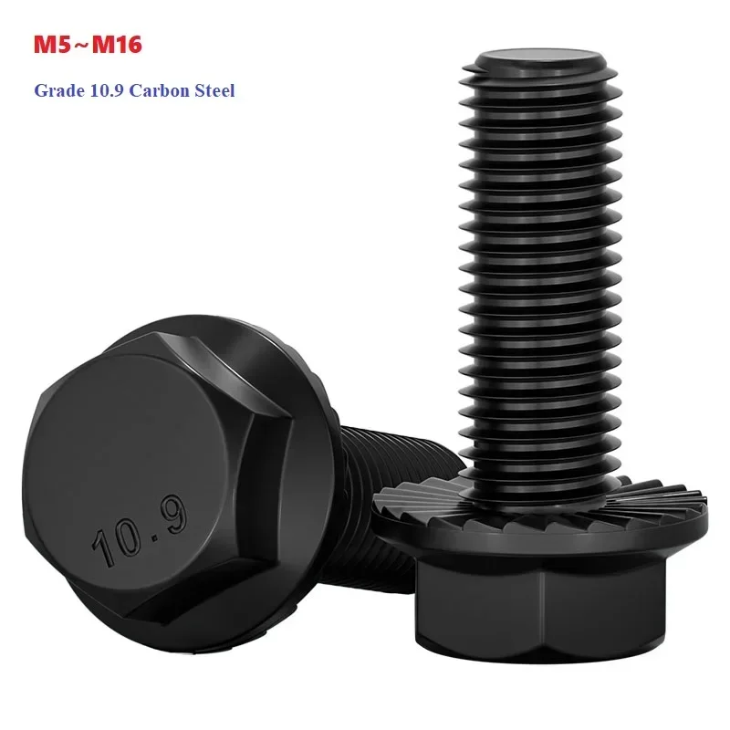 

Black Grade 10.9 Carbon Steel Outer Hexagon Head Flange Cap Screws Hexagon Flange Bolt M5 M6 M8 M10 M12 M14 M16