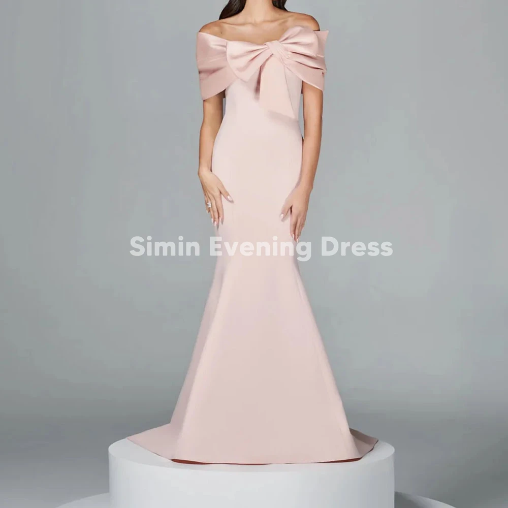 

Simin Индивидуальные женские вечерние платья с открытыми плечами и драпировкой с бантом и элегантные платья длиной до пола без рукавов русалки 2025