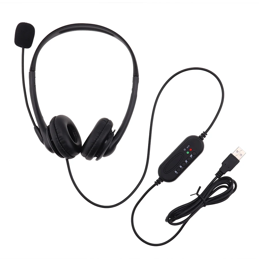 30pcs Wired Headphones Stereo USB Headset With Mic Noise Cancelling Volume Control Mute Function For PC Call Center