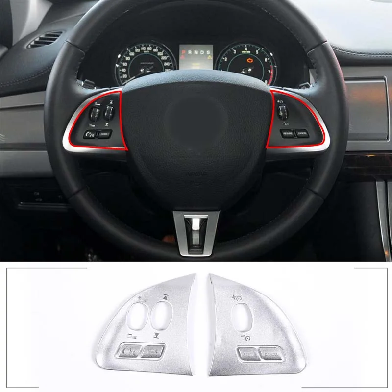 For 2012-2015 Jaguar XF stainless steel silver car styling car steering wheel button sticker car interior protection accessories