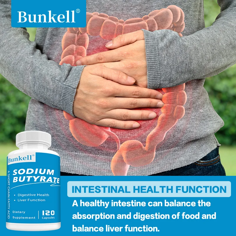 Bunkell, Sodium Butyrate, 120 Non-GMO Capsules, For Digestive Health and Liver Support, Promotes Immune Health