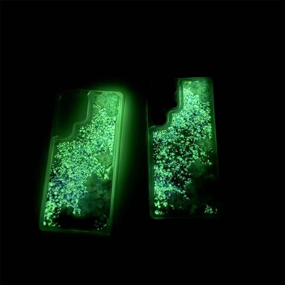 Luminous Sequins Glitter Quicksand Case For Samsung S25 S24 S23 Ultra Glitter Flower Bling Clear TPU Cover