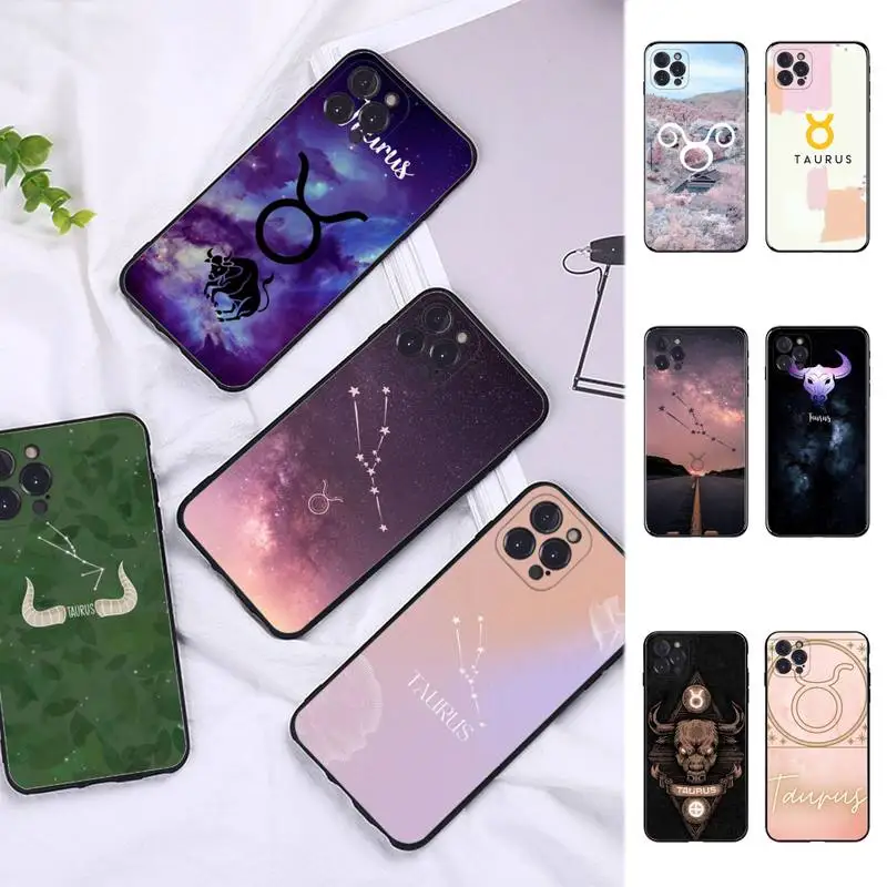 FHNBLJ Zodiac Taurus Phone Case For iPhone 6 7 8 Plus 11 12 13 14 Pro SE 2020 MAX Mini X XS XR Back Funda Cover