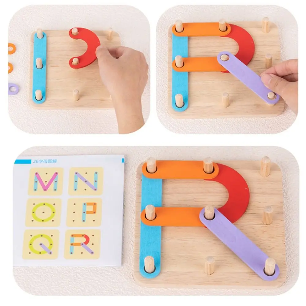 Geoboard Montessori-Puzzles mentaires oriels en bois, jouets pour enfants, forme, document, lettre, numéro, construction, géométrique, panneau perforé