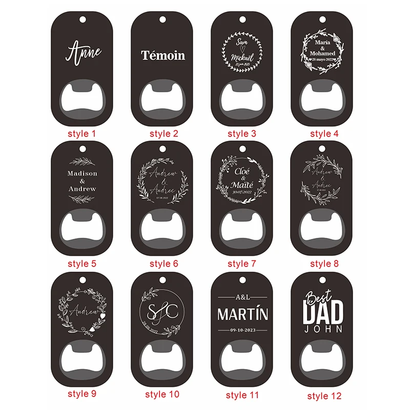 Custom Engraved wedding names Wood Opener KeyChain gift  Bottle Opener Friend Fathers Day Birthday Gift Best Man Present